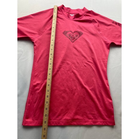 ROXY Rashguard Large Adult Pink Whole Hearted Short Sleeve Spellout Swim Womens - Picture 3 of 6